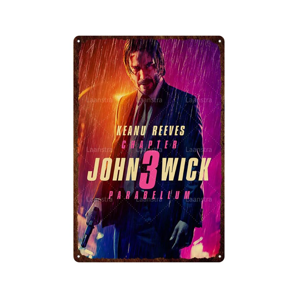 Vintage Movie Poster John Wick Poster Metal Sign Decorative Tin Painting Home Cafe Bar Kraft Poster Wall Sticker Decoration