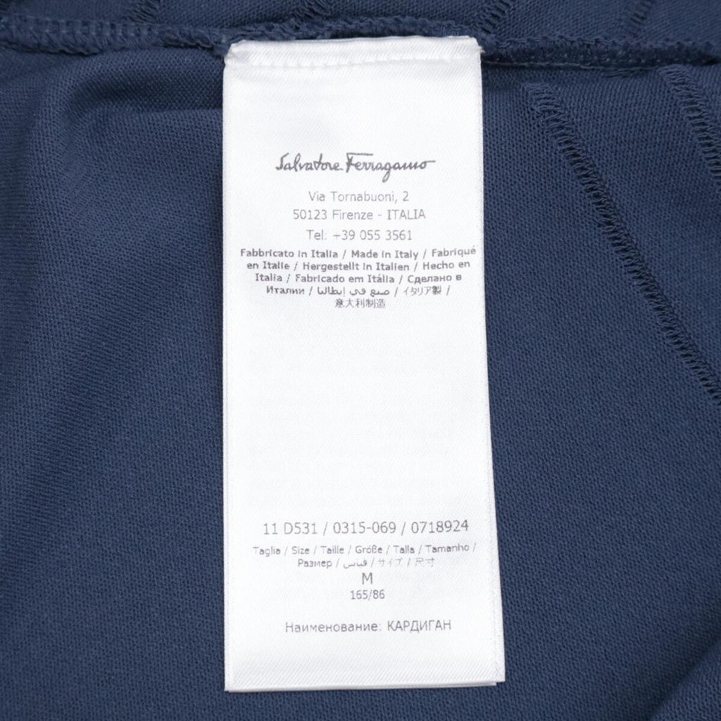 Salvatore Ferragamo 0718924 Navy Rayon x Nylon Gancini Charm Stud Design Cardigan tops M purpleUsed