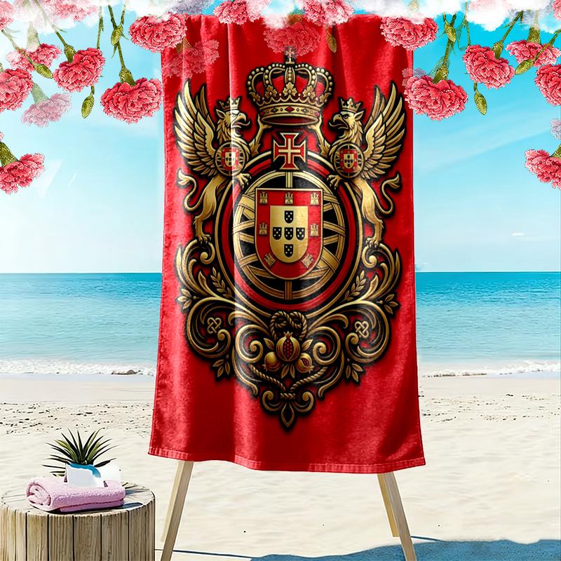 Portugiesisches Erbe Emblem Strandtuch Strand Strandtuch für Urlaubsfotos Schwimmen Meeresufer Saugfähiges Badetuch Komfort Mode