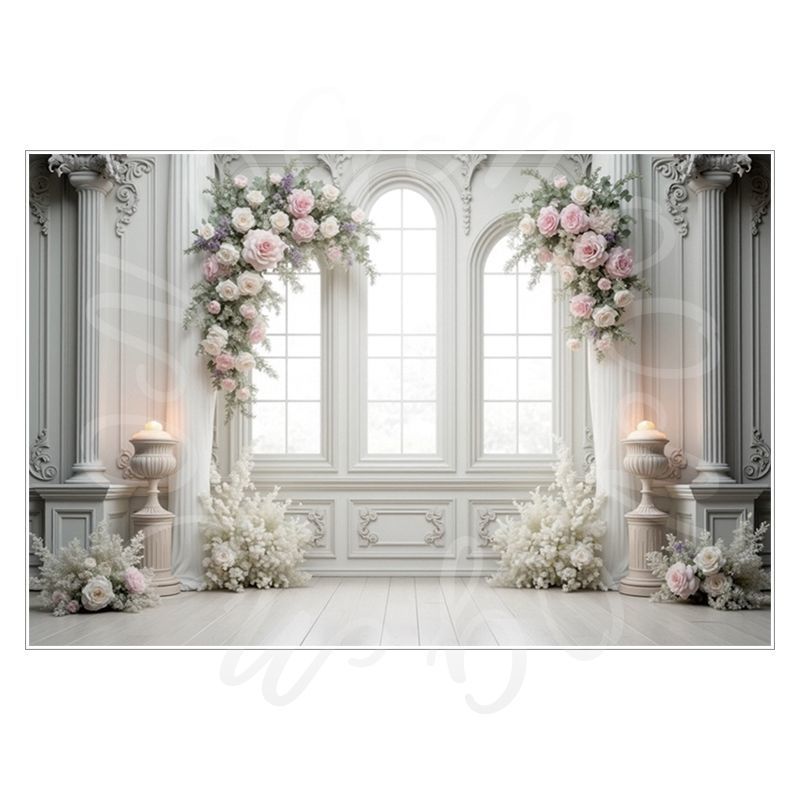 Birthday, Wedding and Engagement Party Backdrop Fabric, Luxurious Curtains, Gauze Drapes, Flowers, Photo Backdrop Fabric