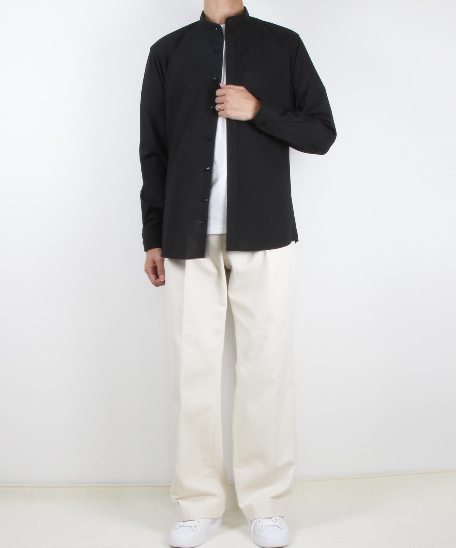 The Shirt Studio Black Slim Fit Rayon Blend Mandarin Collar Solid Shirt 100
