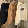 Simple Letter Printed Women's Fleece Hoodie With Loose Hooded Design For Daily Wear And Warm Hoodie