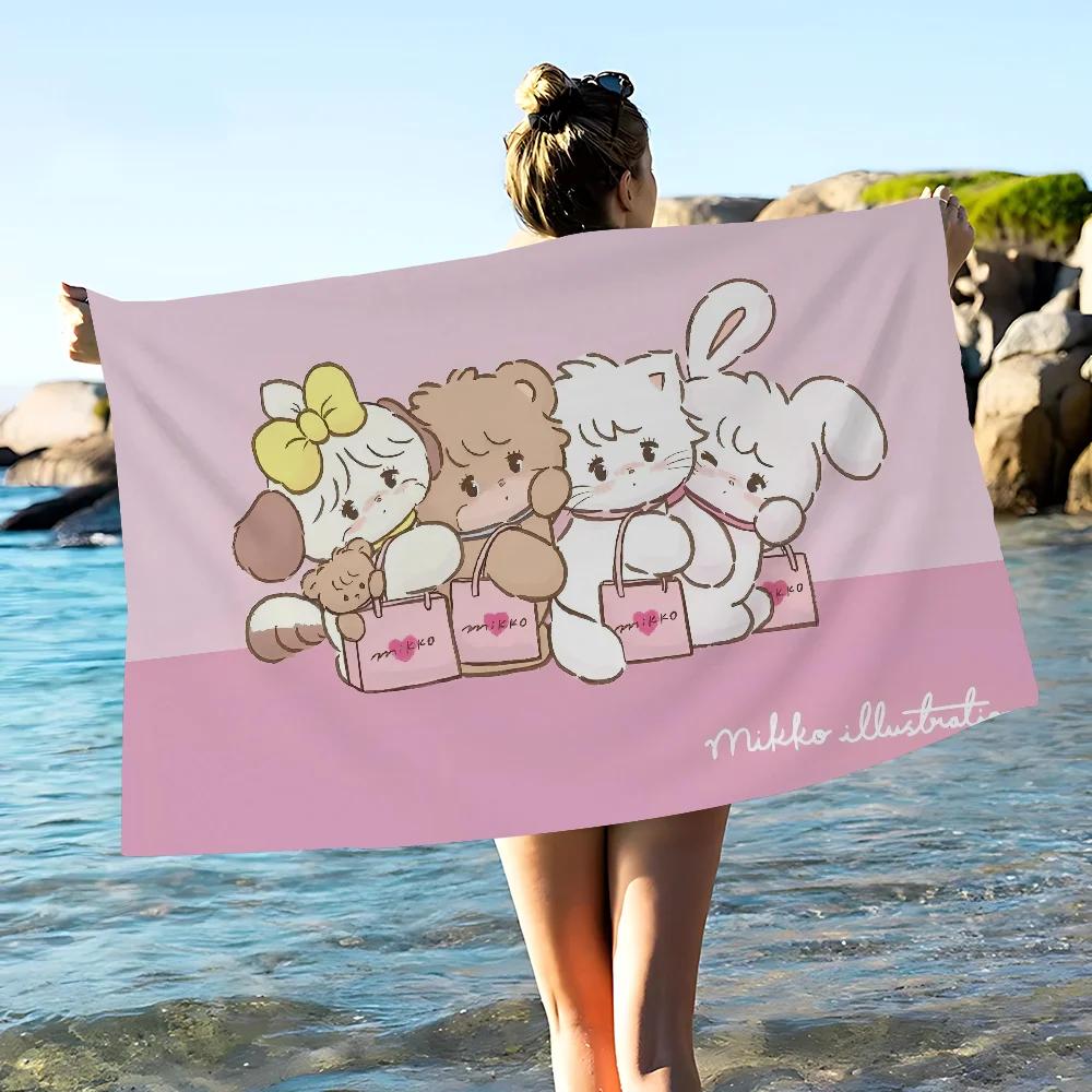 Cute Cat Mikko I-illustrations Microfiber Beach Towel Absorbent Quick dry Soft Yoga Swimming Resort Mountain Climbing Towel