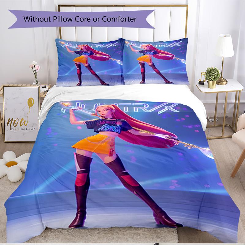 3pcs Duvet Cover Set (1*Duvet Cover + 2*Pillowcase, Without Core), KPop Demon Hunters Print Soft All‑Season Bedding Set, Home Bedroom Decor Gift