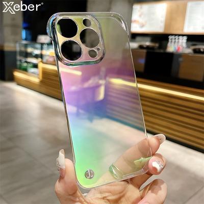 Ultra Thin Frameless Aurora Laser Gradient Color Transparent Clear Case For iPhone 15 11 12 13 14 Pro Max Plus Shockproof Cover