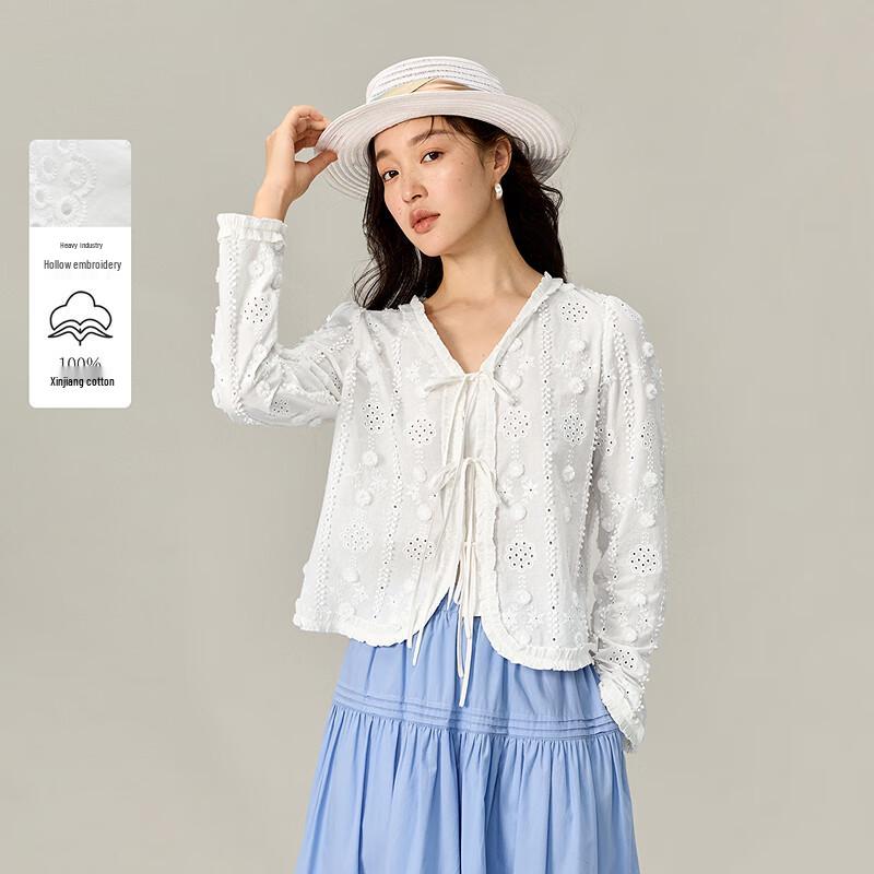 INMAN Women s Embroidered Lace-Up Shirt M