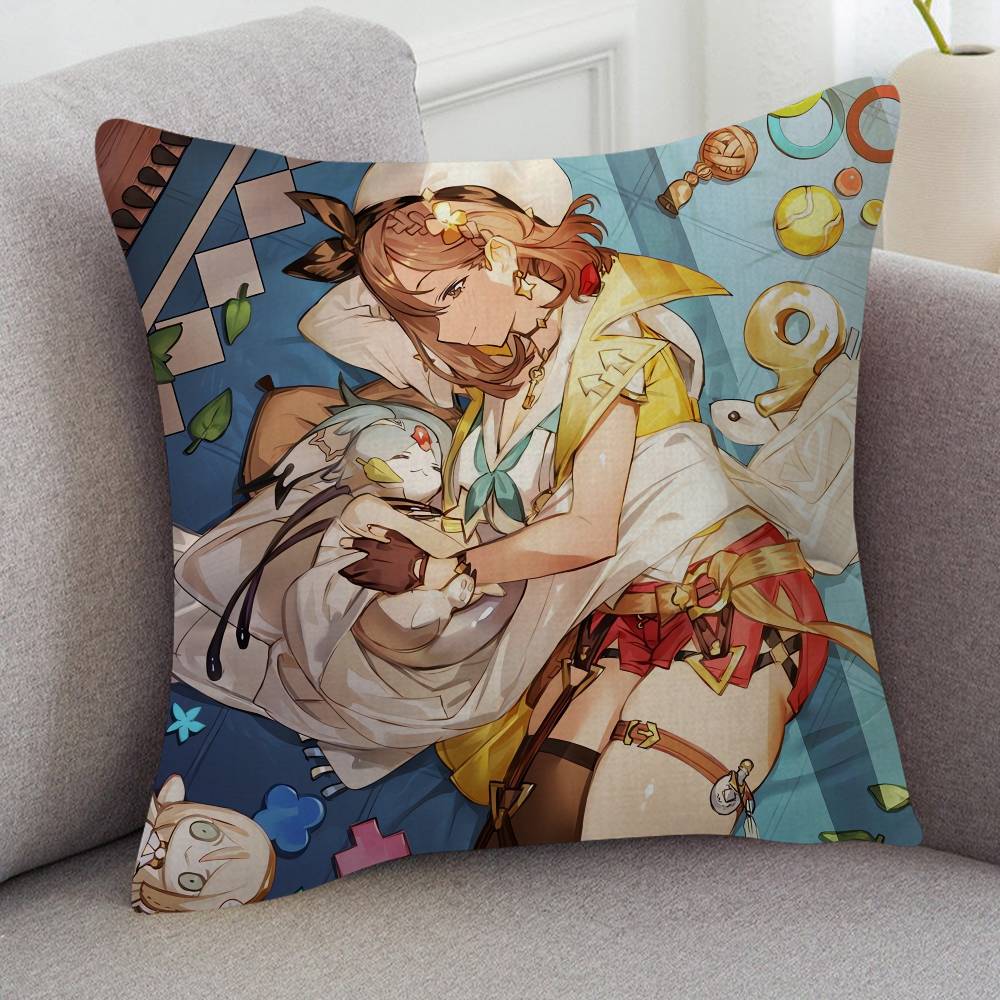 GAME Atelier Ryza Cute Cartoon Twodimensional Pillowcase Bedroom Sofa Cushion Cover Nap Pillow Cover