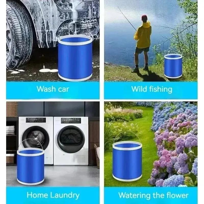 Oxford Cloth Water Bucket for Foldable Outdoor Camping Fishing Water Storage Container Drinking Picnic Barrel Car Wash Accessory