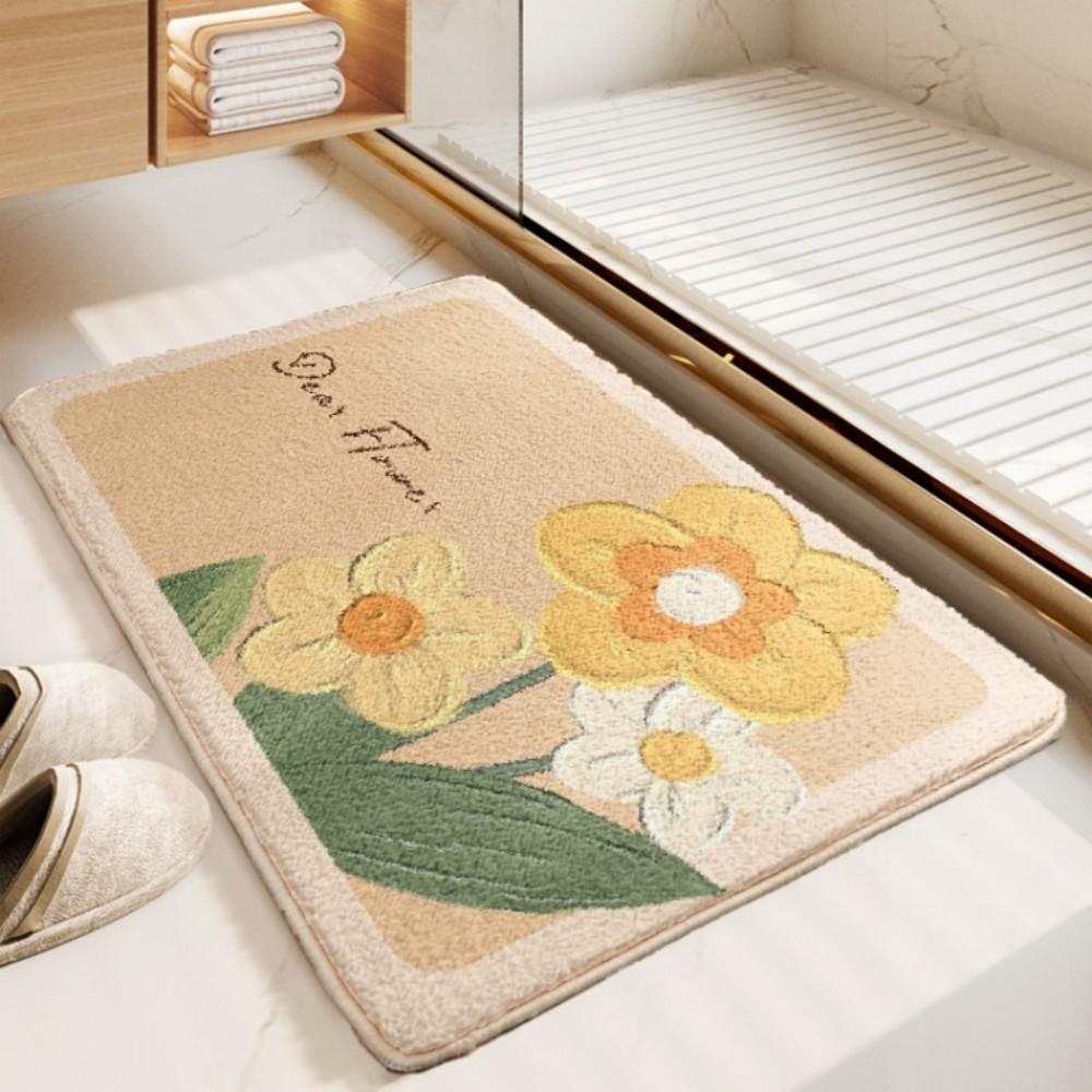 Floral Anti Slip Absorbent Bath Mat Soft Bathroom Entrance Mat Plush Decorative Rug With Instagram Worthy Style