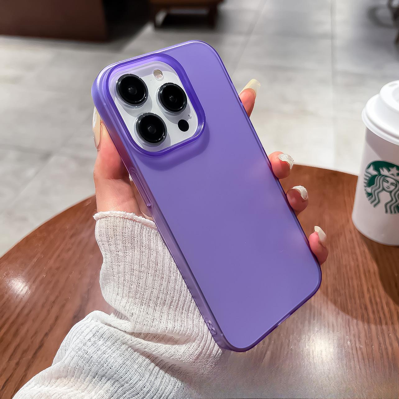 

ПК не желтеет, подходит для чехлов для телефонов Apple 15promax, iPhone14 матовый прозрачный 13 простой Apple 12Promax фиолетовый