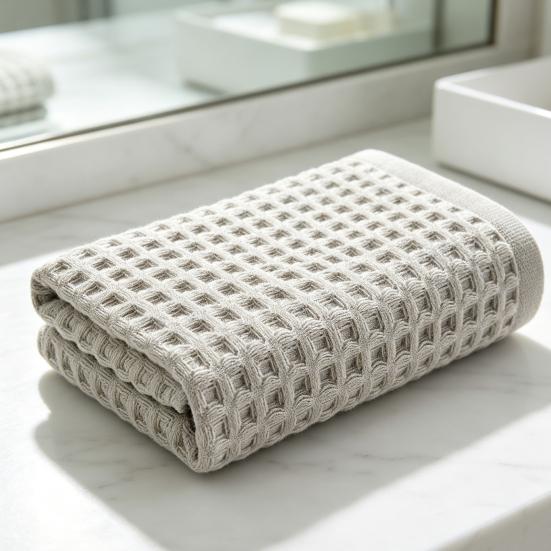 Hypoallergenic Bathing Towel Cotton Waffle Towels, Quick Dry Bath Lightweight Soft Sensitive Skin Friendly Washcloth Absorbent Travel for Bathroom,