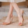Transparent High-heeled Sandals for Summer 2026new Crystal Heel Fashion Simple Square Toe Women's Shoes for Wearing Outside