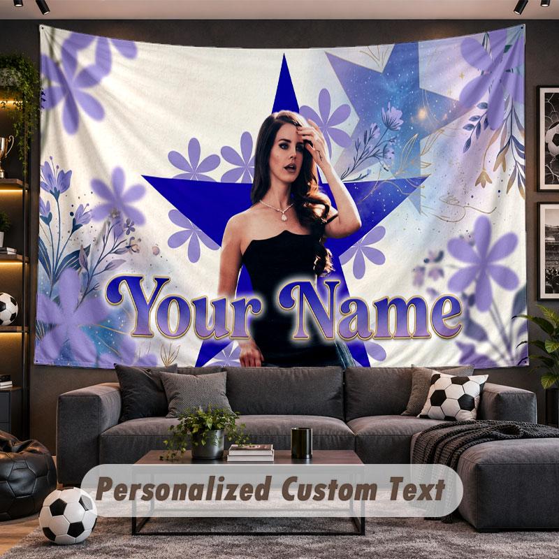 Wall Hanging Tapestry Custom NameLana Del Rey Pattern Personalized Printed Fabric Wall Decor