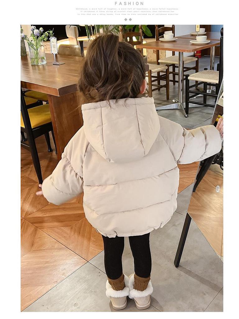 2024 Winter Baby Girl Stylish Cotton Mid-Length Padded Jacket