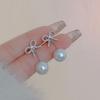 Women's Accessories Clear Ribbon Pearl Drop Earrings