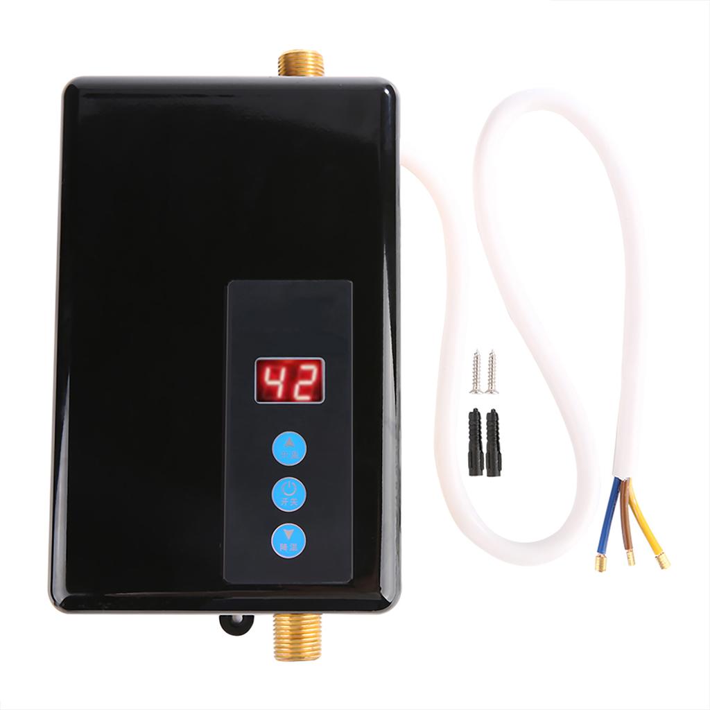 220V 5.5KW Mini Instant Electric Water Heater Tankless Shower Hot Water System Kitchen Black
