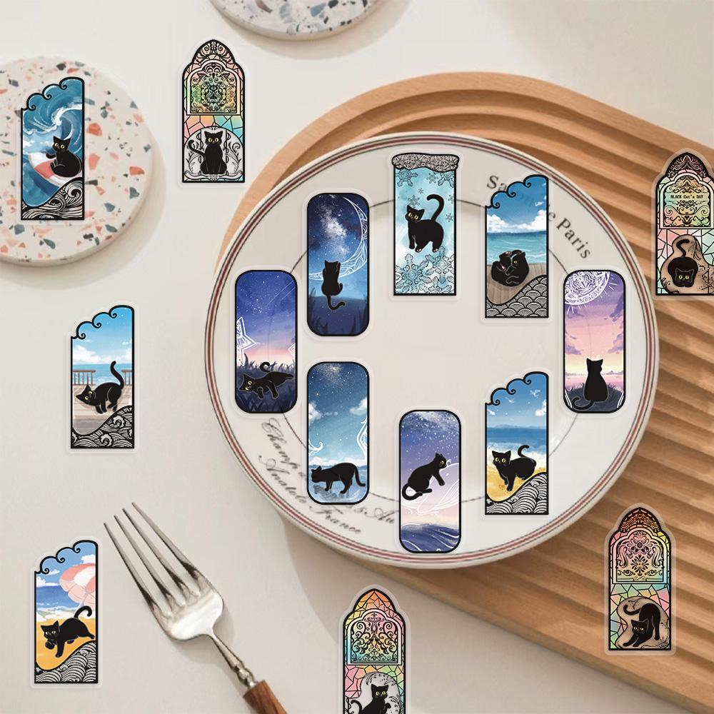 50PCS Dark Gothic Black Cat Cartoon Stickers Aesthetic Graffiti Sticker Phone Suitcase Laptop Cool Tarot Waterproof Decals