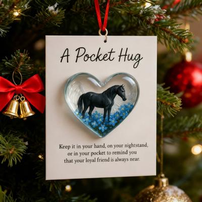 1/2/3Pcs Pocket Hug Horse Pattern Acrylic Christmas Pendant Heart Shape Hanging Ornament Home Party Festival