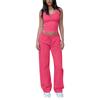 Damen 2-teiliges modisches lässiges High-Stretch formendes ärmelloses Tanktop und weite Hosen Set