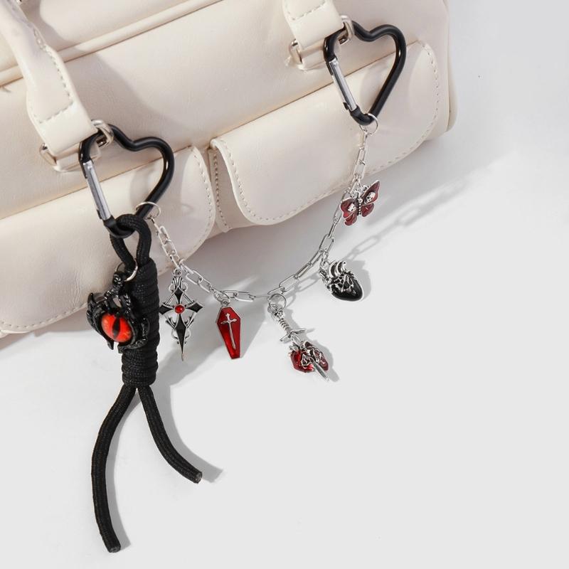 Bag Charm Handbag Chain Decoration for Women Gothic Punk Devil Eye Butterfly Tassels Pendant Accessories for Purse Chain