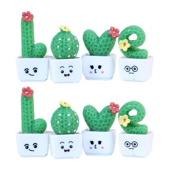 4/8 stk/sett Mini potteplante kaktus ornament Tegneserieuttrykk KJÆRLIGHET Form Kaktus Plantepotte Statue Figur Hjemmekontor Skrivebordsdekorasjon