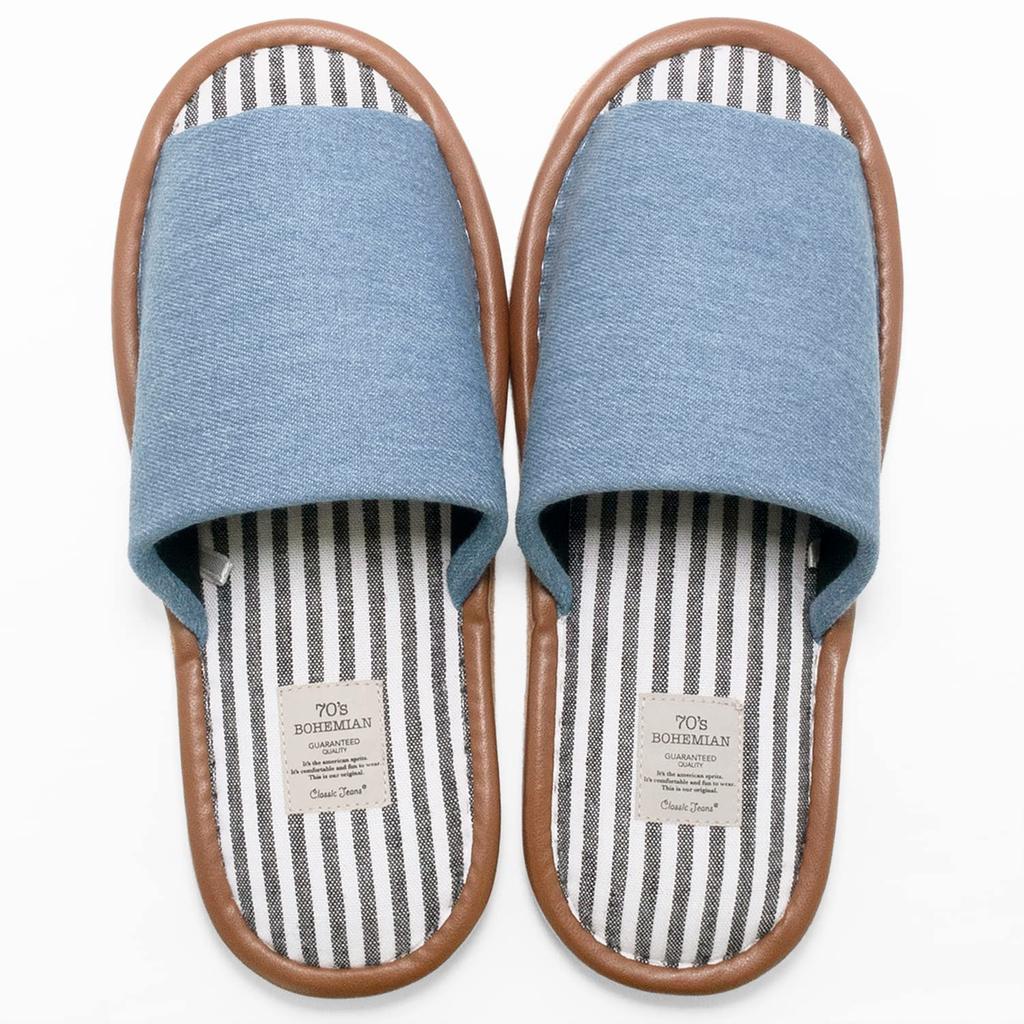 Okamura Denim Einfache Außenslipper, Naht, Groß, Blau, AAAA7905BL, Leise,