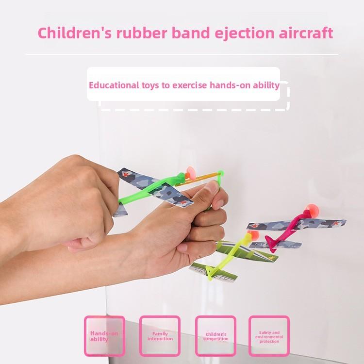 Launching Plastic Airplane Toy With Pull String Action For Parent Play Child