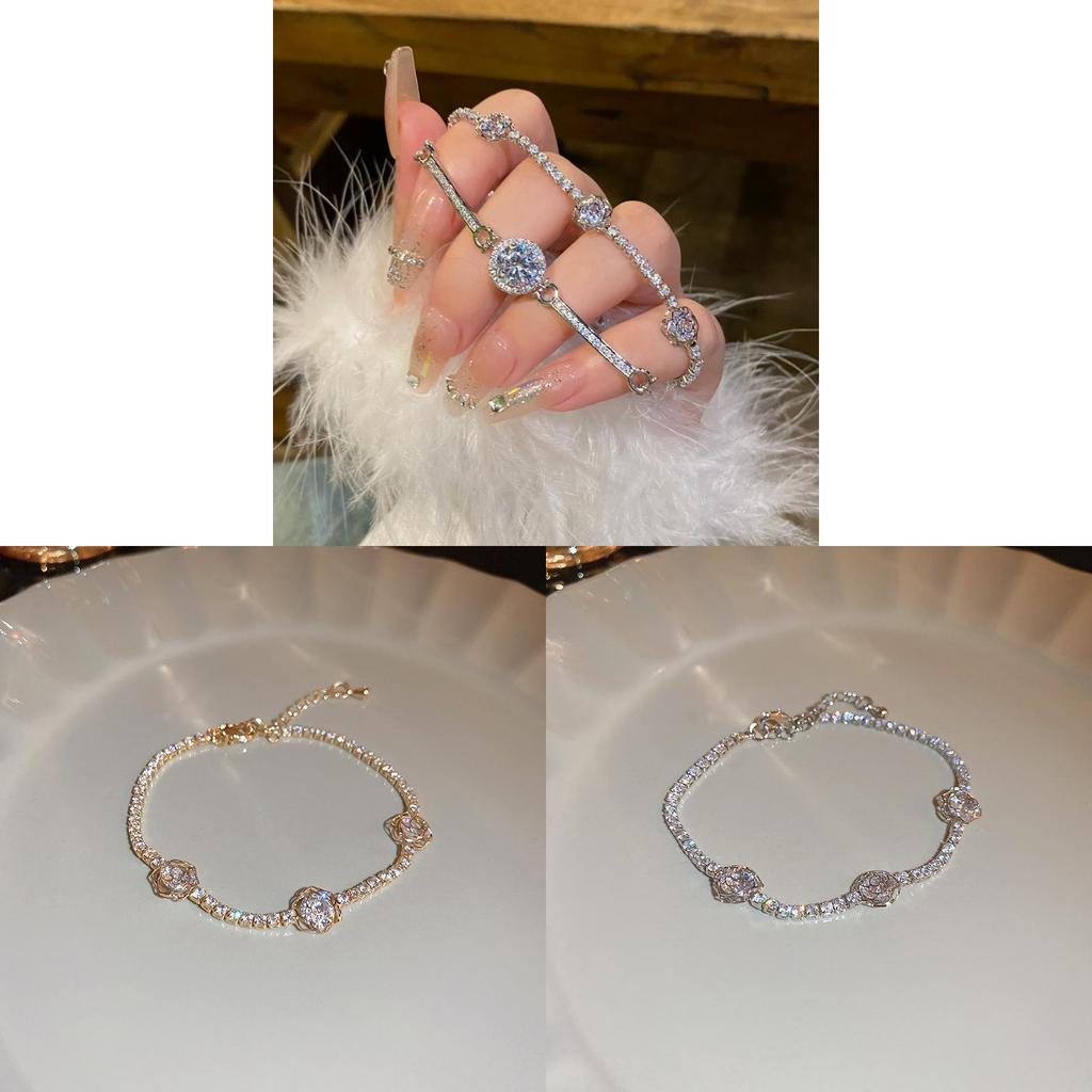 Fashionable Zircon Floral Bracelet In Gold Silver For Womens Casual And Formal Outfits