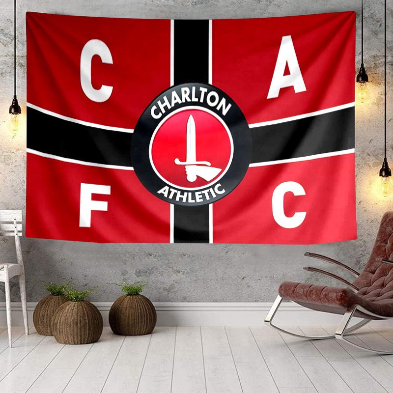 Charlton FC Wappen Wandteppich, Einzigartiger Design Wandteppich, Wanddekoration für Schlafzimmer, Wohnzimmer, Spielzimmer, Herzliche Fan-Feiertagsgeschenke