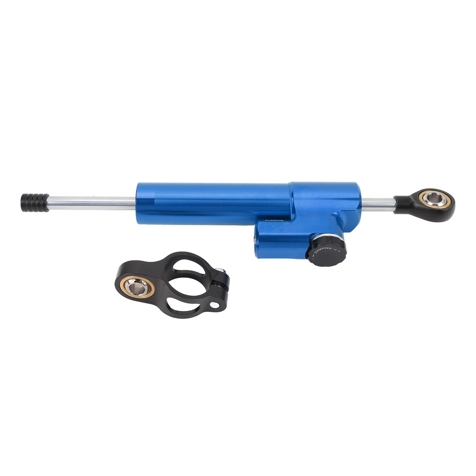 Motorcycle Steering Damper Adjustable Universal Fit Increase Stability Steering Stabilizer for Motorbike Blue