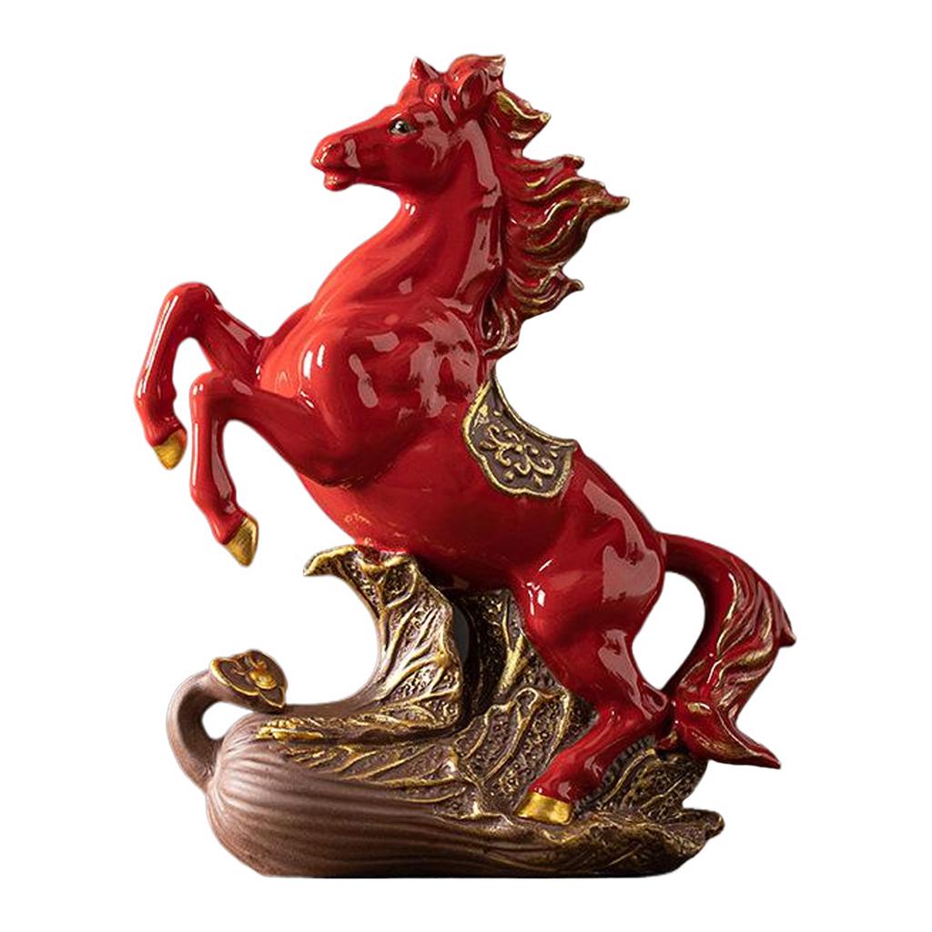 Chinese Fire Horse Decoration Zodiac Animal Sculpture Home Tabletop Ornament Chinese New Year Horse Figurine Home Office Decor
