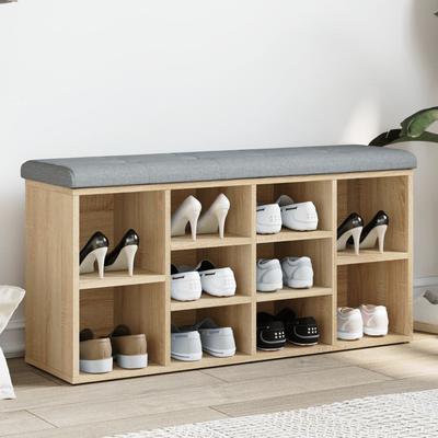 Vidaxl Shoe Bench, Sonoma Oak, 102X32X50Cm, Wood-Based Material