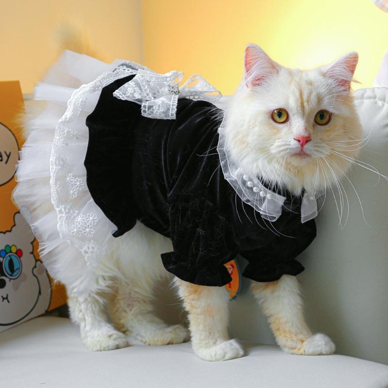 Dog Costume Dress Cat Clothes Cute Clothing Outfits Small Animal Lace Decors Apparel for Girl Cat Puppies Small Dogs