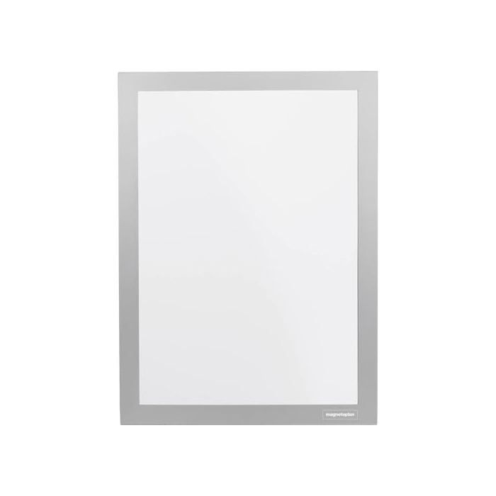 Cadre d'information autocollant A3 - magnetoplan - Lot de 2 - Argenté - 24x32 cm - Léger - Facile à installer