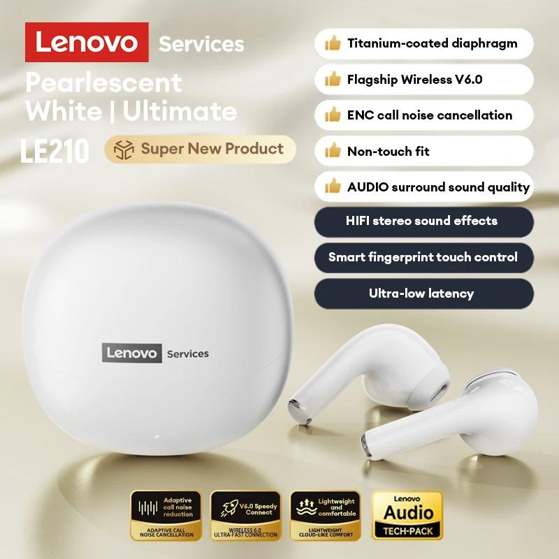 Original Lenovo LE210 Wireless Bluetooth 6.0 Earphones Low Latency HiFi Sound Quality Gaming Sport Headphones HD Call Noise Reduction Earbuds