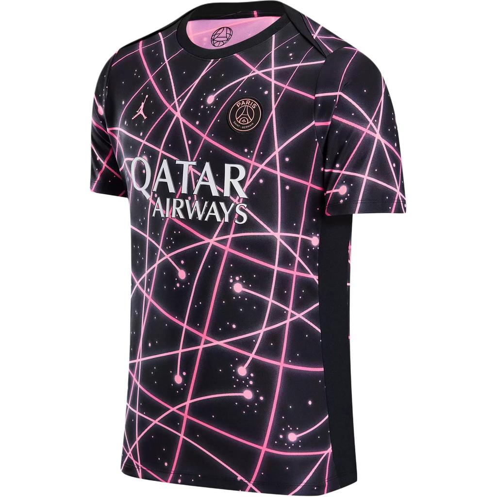 Jordan Academy Paris Saint-Germain Schnelltrocknendes Enganliegendes Kurzarm-Fußballshirt Herren Oberteile Schwarz Sonnenuntergangsrot Digital-Pink IF3971-011