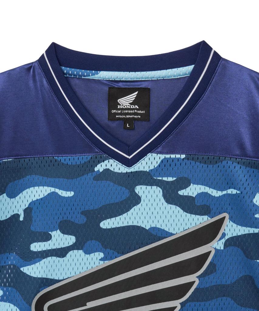 PHYPS MOTORCYCLE Original Wing Logo Camo Mesh T-Shirt Blue