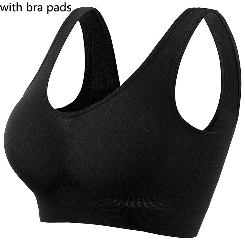 Soutien-gorge de sport de couleur unie pour femme, grande taille, anneau non en acier, froncé, section fine, avec sous-vêtement rembourré sexy