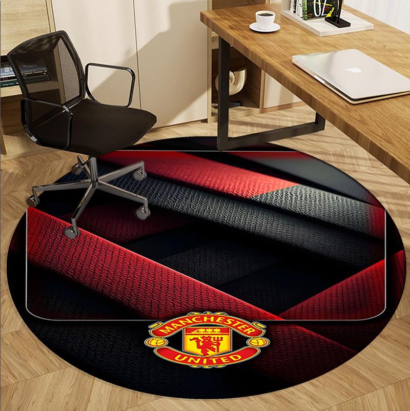 Football United F.C Pattern Round Rug, Indoor/Outdoor Mat, for Picnic, Gameroom, Bedroom, Office, Living Room, Home Decor Carpet, Birthday Gift