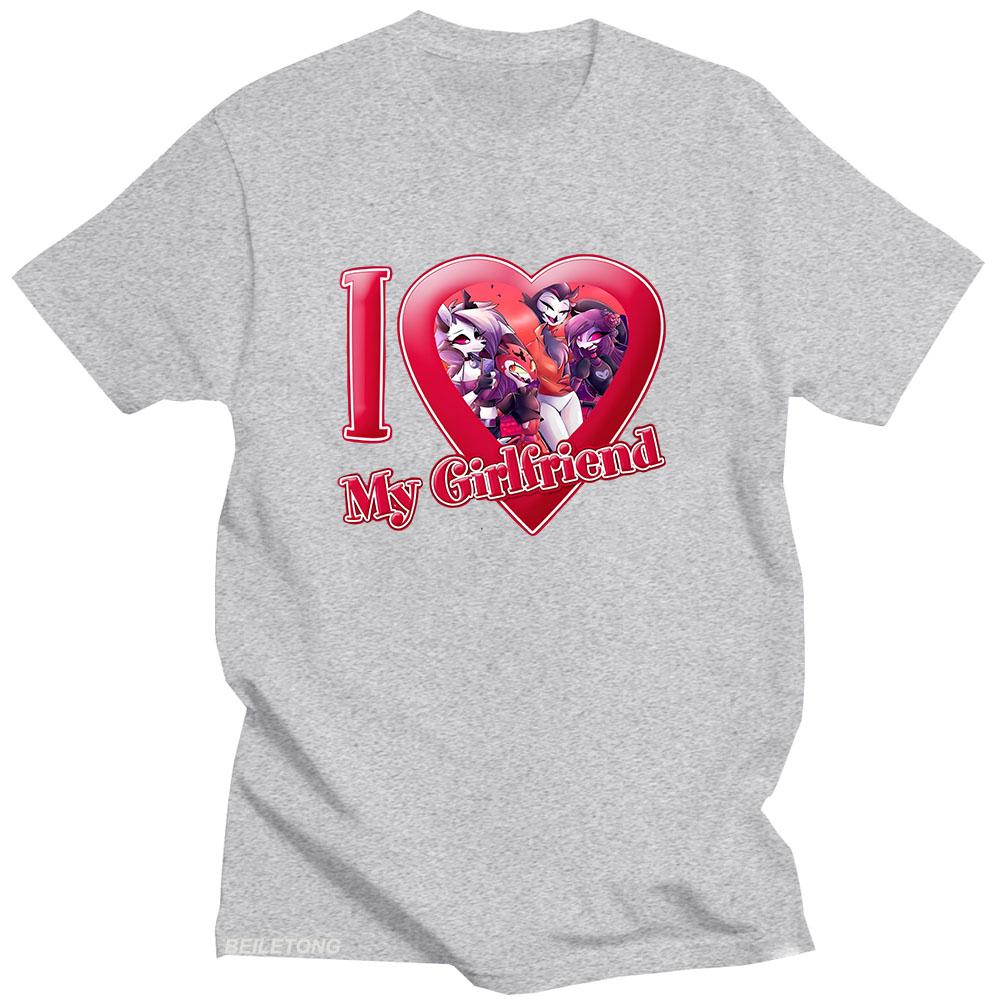 Helluva Boss T-Shirt Anime-Print Harajuku Kawaii T-Shirt Cartoon-Print Baumwolle O-Ausschnitt T-Shirt Ich liebe meine Freundin Niedliche Kleidung