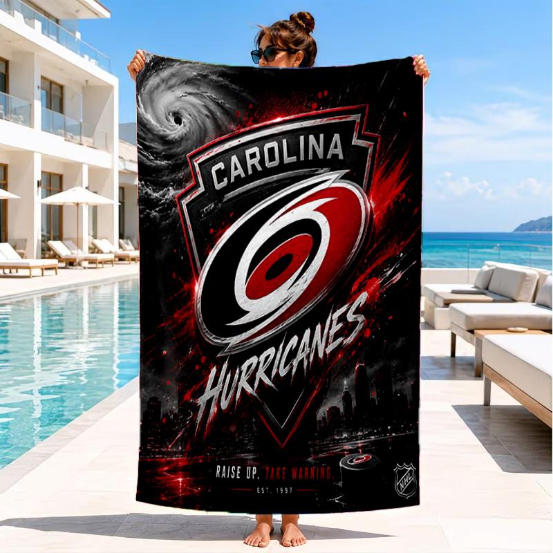 Hurricanes Team Spirit Beach Towel, Super Soft Microfiber, Perfect Gift for Her/Him, Birthday, for Pool, Beach, Travel, Decor Beach Party