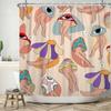 70's Colorful Flowers Shower Curtain Rainbow Mushroom Printing Bathroom Curtains Polyester Waterproof Bathtub Screen with Hooks