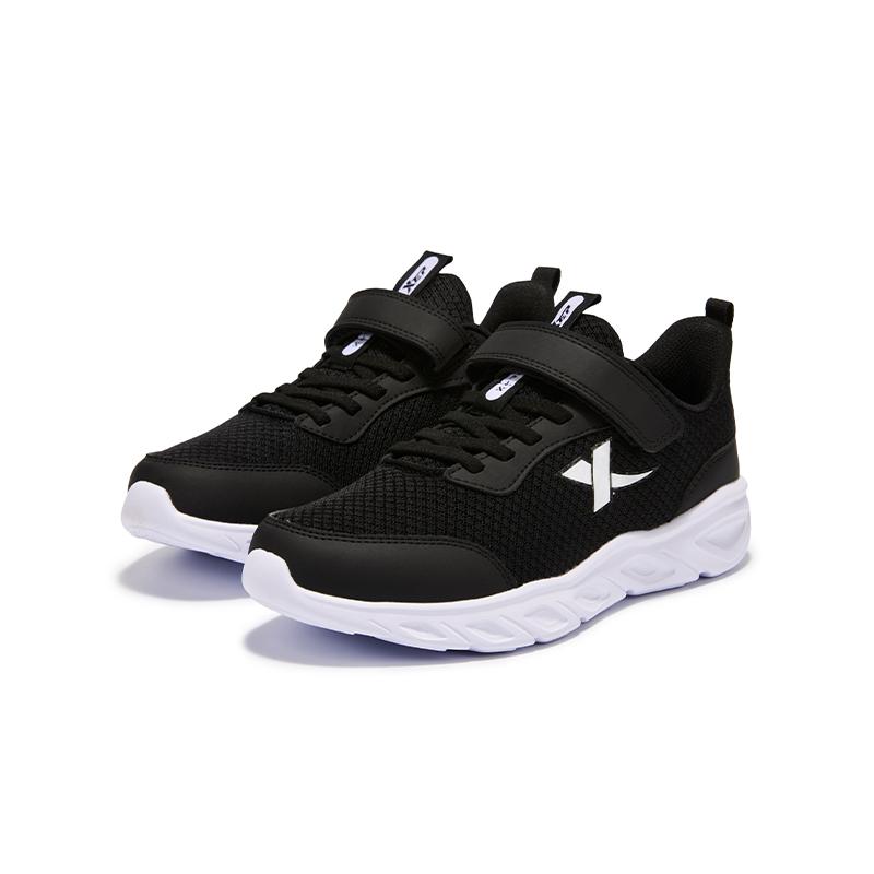 Xtep Comfortable Soft Sole Casual Low Top Running Shoes Kids sneakers Black White 677315119990-2