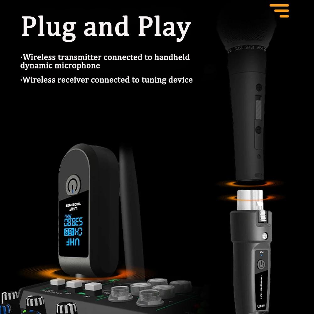 Wireless Microphone Converter XLR Transmitter and Receiver Wireless System Signal Adapter for Audio Mixer Dynamic Mic Guitar