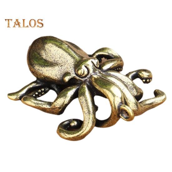 Octopus Ornament Tabletop Retro Alloy Octopus Squid Figurine Solid Metal Collectible Octopus Statue for Home Office Car Decor