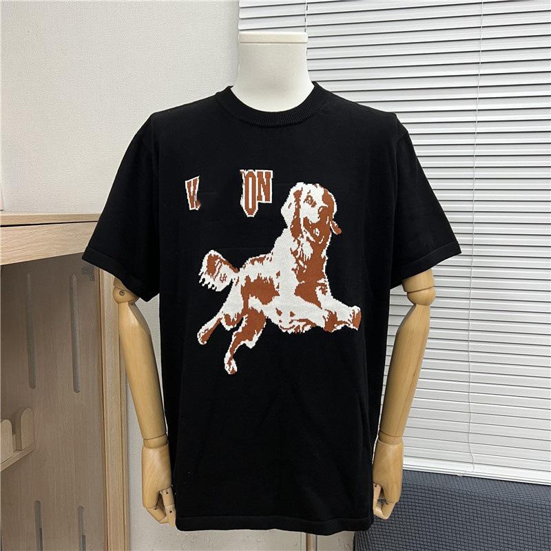 2025 Vår/Sommar Trendig Jacquardetikett Stickad Kortärmad Logotyp T-shirt