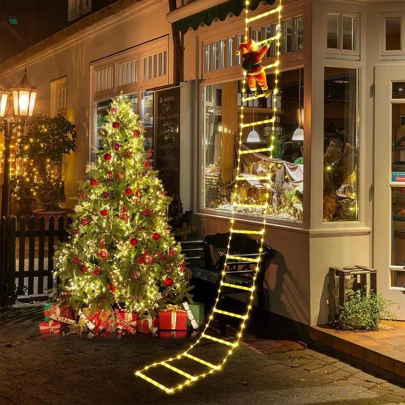 1.8M Santa Claus Climbing Ladder String Lights USB 8 Modes LED Lamp Christmas Decoration for Garden Cristmas Tree New Year Gift
