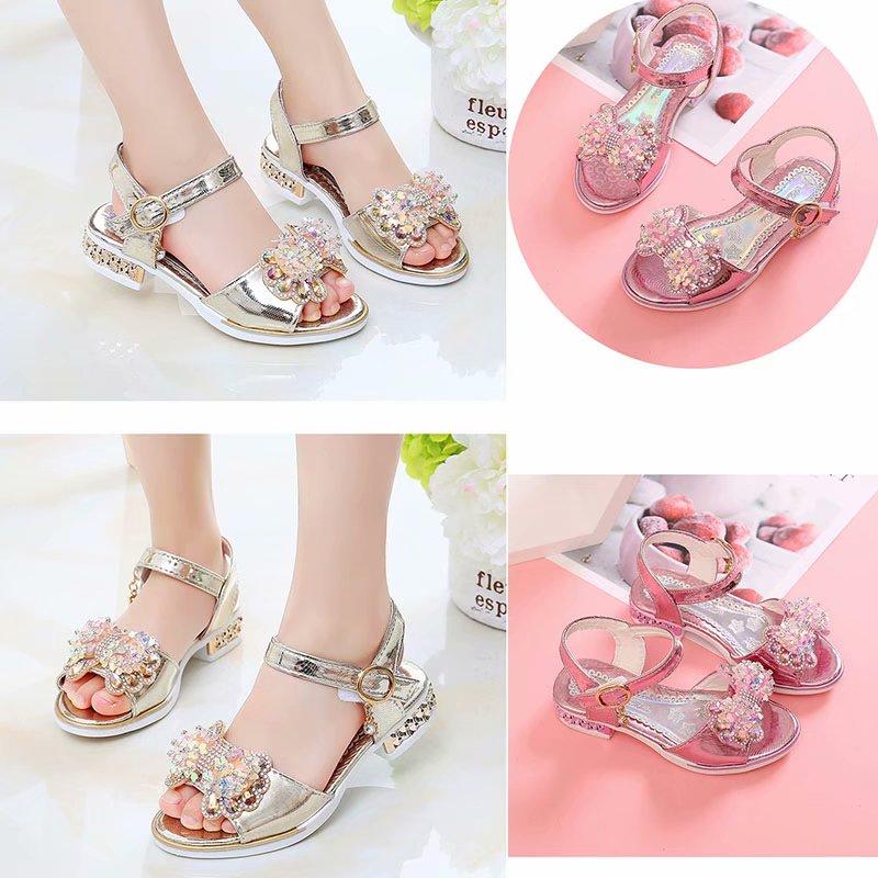 Toddler Kids Baby Girls Bowknot Crystal Pearl Bling Party Princess Shoes Sandals