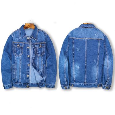 Bequeme Jeansjacke für Herren mit Stehkragen, verwaschene Jeansjacke, Jeansjacke in Übergröße