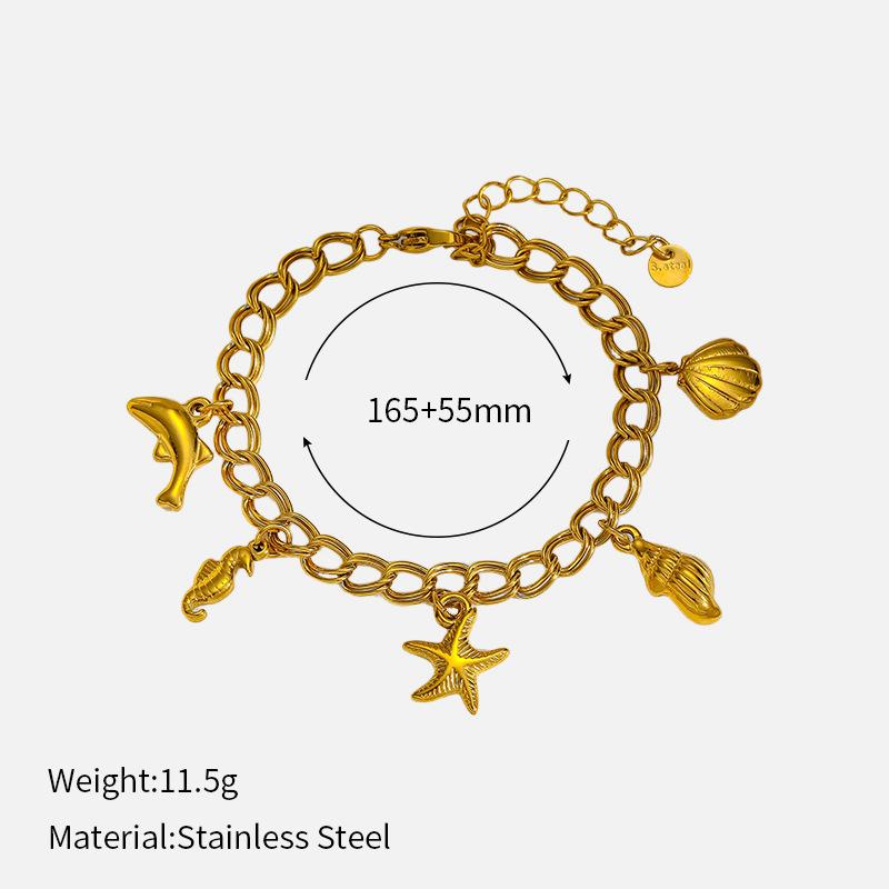 Ivanda Factory Bracelet Jewelry Stainless Steel Marine Life Series with Tassel Conch Starfish Shell Bracelets Set